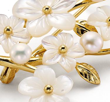 Broche Rossini nácar, plata dorada