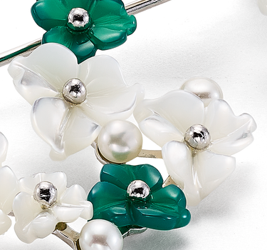 Broche Verdi nácar y ágata verde, plata