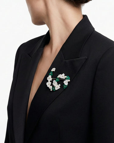 Broche Verdi nácar y ágata verde, plata