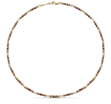 Cadena Barril esmalte rojo, oro