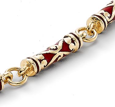 Cadena Barril esmalte rojo, oro