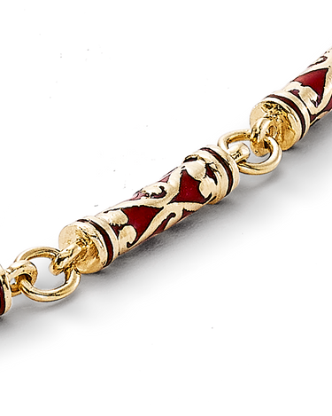 Cadena Barril esmalte rojo, oro