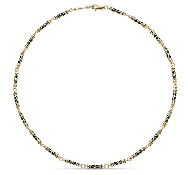 Cadena Barril esmalte verde, oro