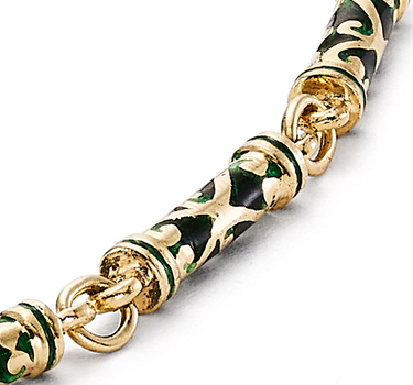 Cadena Barril esmalte verde, oro