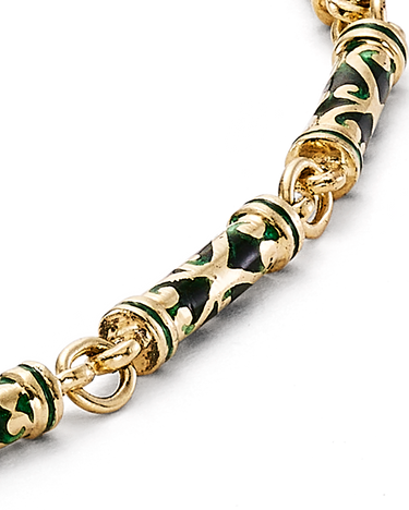 Cadena Barril esmalte verde, oro