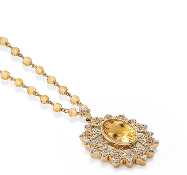 Colgante Blonda citrino y topacio blanco, plata dorada