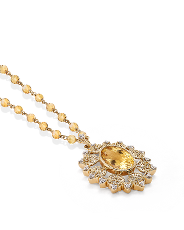 Colgante Blonda citrino y topacio blanco, plata dorada