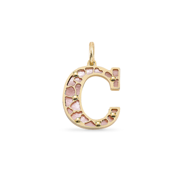 Colgante C Florida nácar rosa, oro