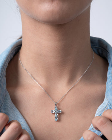 Colgante Cruz Blue, plata