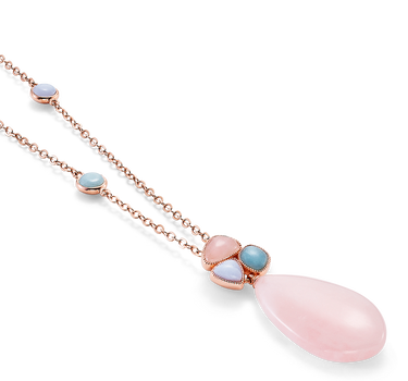 Colgante Dafne cuarzo rosa, plata rosa