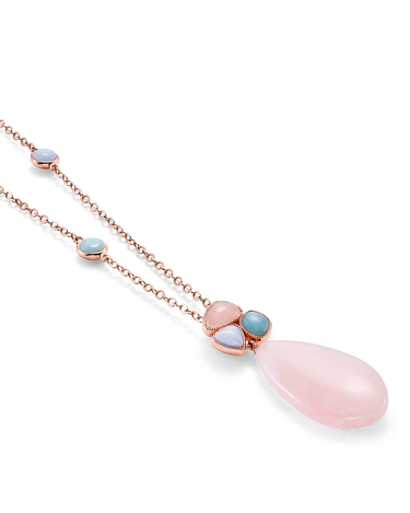 Colgante Dafne cuarzo rosa, plata rosa