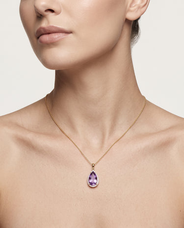 Colgante Drop amatista, plata dorada