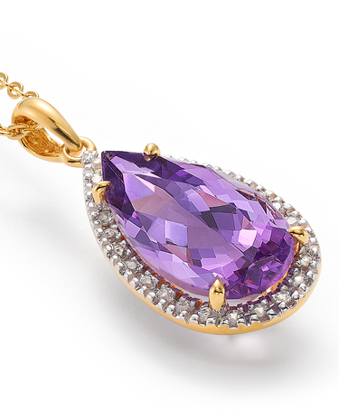 Colgante Drop amatista, plata dorada