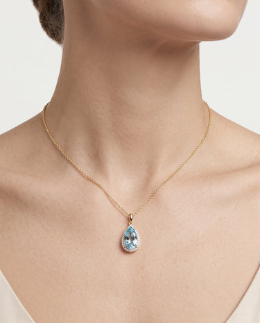 Colgante Drop topacio azul, plata dorada