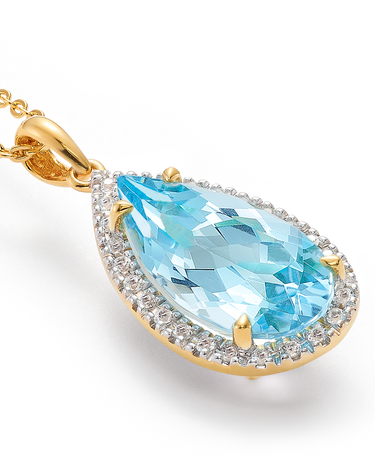 Colgante Drop topacio azul, plata dorada