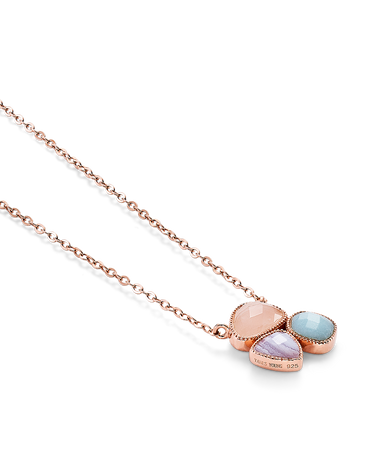 Colgante Flora calcedonia, amazonita, cuarzo rosa, plata rosa