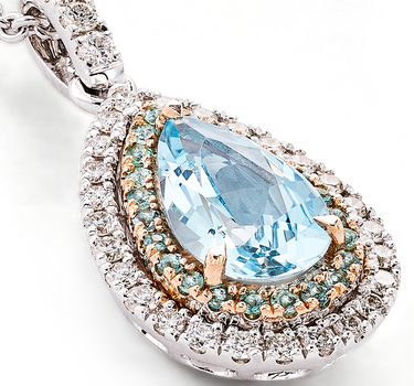 Colgante Gerais aguamarina y diamantes, oro blanco