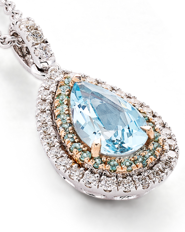 Colgante Gerais aguamarina, paraiba y diamantes, oro blanco