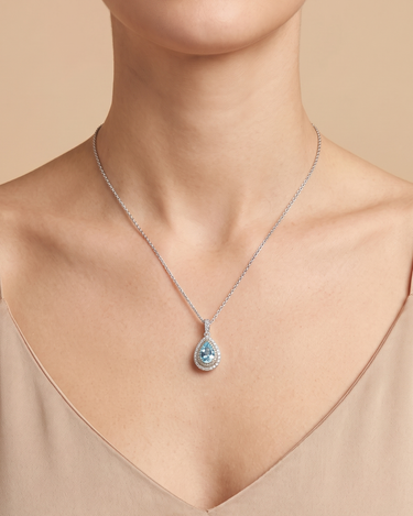 Colgante Gerais aguamarina, paraiba y diamantes, oro blanco