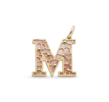 Colgante M Florida nácar rosa, oro