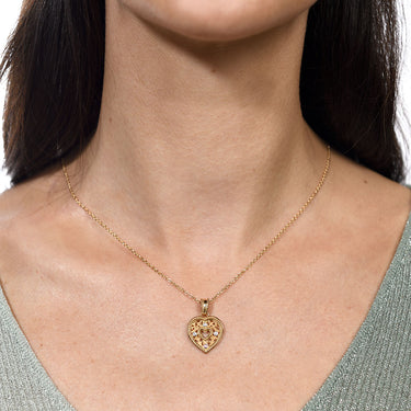 Colgante Nazarí corazón pequeño diamantes, oro