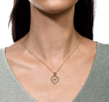 Colgante Nazarí corazón pequeño diamantes, oro bicolor
