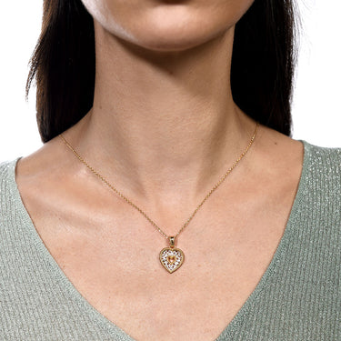 Colgante Nazarí corazón pequeño diamantes, oro bicolor