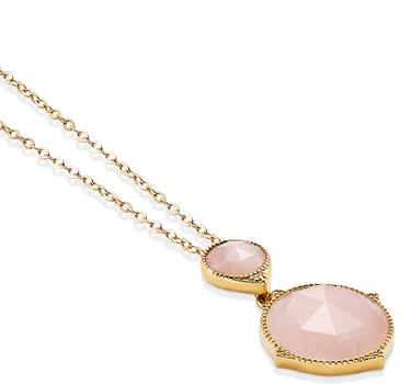 Colgante Ninfa cuarzo rosa, plata dorada