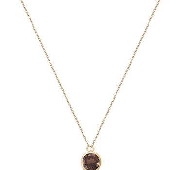 Colgante Sara cuarzo fumé, plata dorada