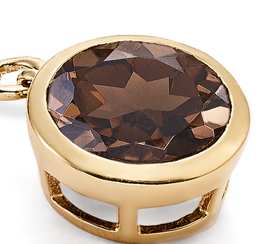 Colgante Sara cuarzo fumé, plata dorada