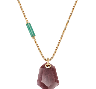 Colgante Sidney cuarzo rojo, plata dorada