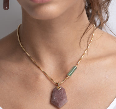 Colgante Sidney cuarzo rojo, plata dorada