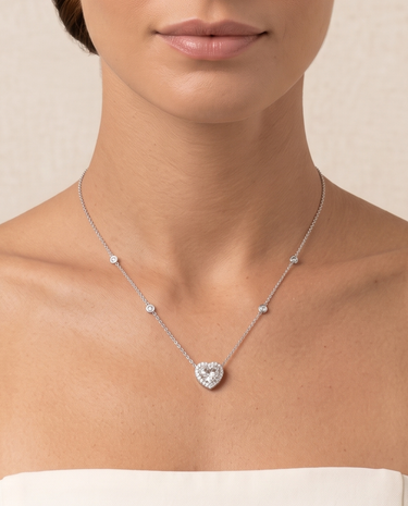 Colgante heart topacio blanco y diamantes, oro blanco