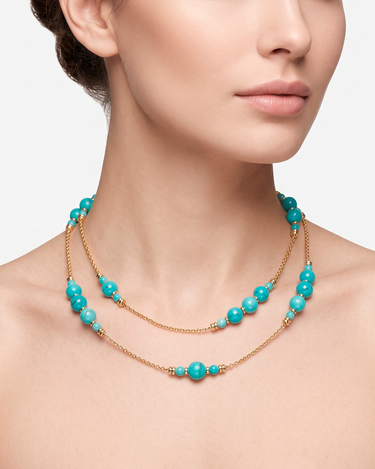 Collar Atlas amazonita, plata dorada
