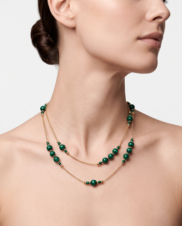 Collar Atlas malaquita, plata dorada