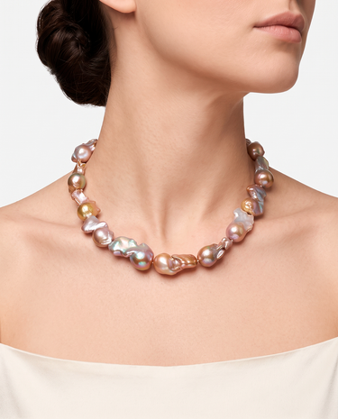 Collar Golden Nugget brown, plata dorada