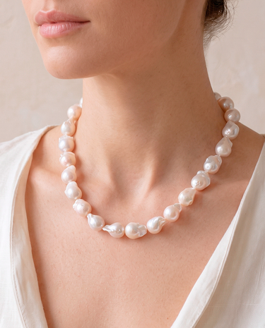 Collar Golden Nugget perlas S, plata dorada