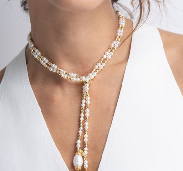 Collar Rossini perlas, plata dorada
