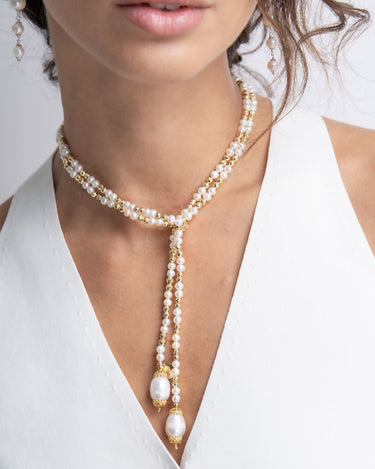 Collar Rossini perlas, plata dorada