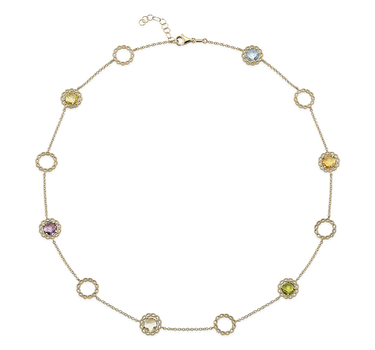 Collar Sevilla citrino, amatista y peridoto, oro