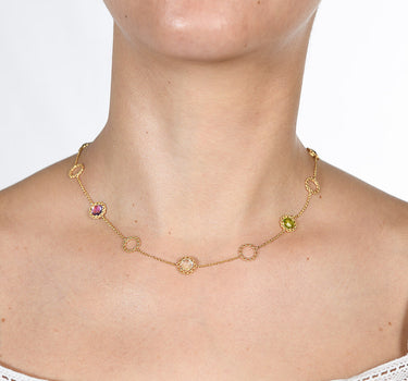 Collar Sevilla citrino, amatista y peridoto, oro