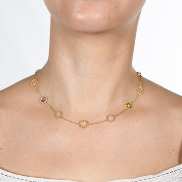 Collar Sevilla citrino, amatista y peridoto, oro
