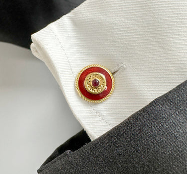 Gemelos Alhambra rubí y esmalte, oro