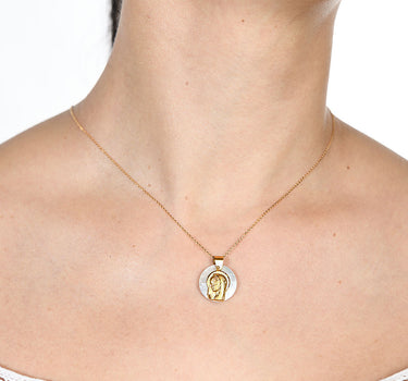 Medalla Virgen Niña nácar 16 mm, oro