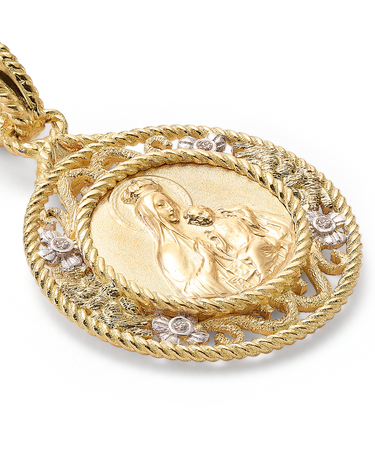 Medalla Virgen del Carmen diamantes 22 mm, oro