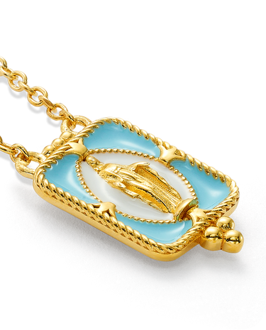 Medalla divina orla azul, plata dorada