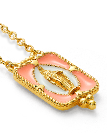 Medalla divina orla rosa, plata dorada
