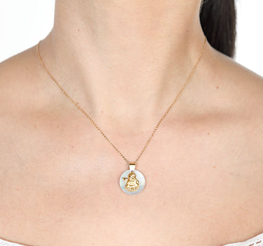 Medalla Ángel de la guarda nácar 16 mm, oro