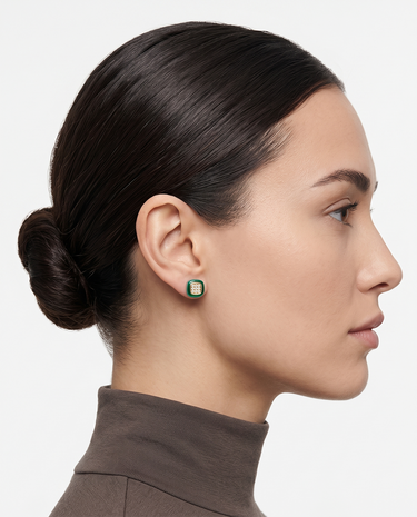 Pendientes Atlas malaquita, plata dorada
