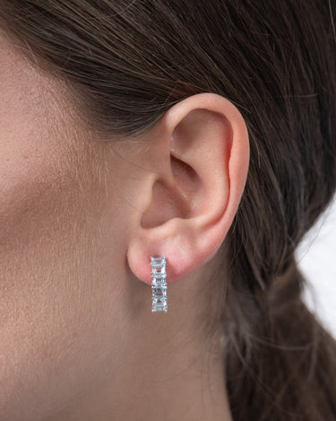 Pendientes Baguette topacio azul, plata